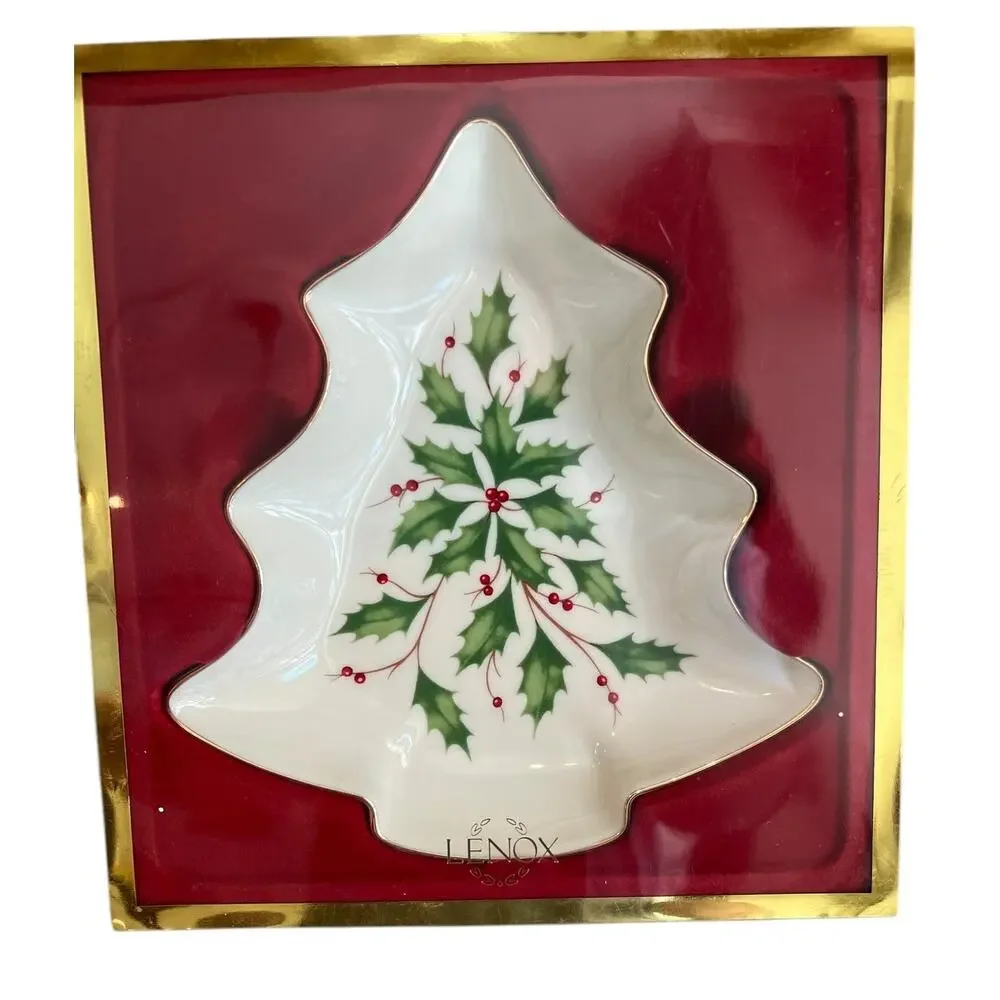 Lenox Holiday Holly Tree Candy Dish